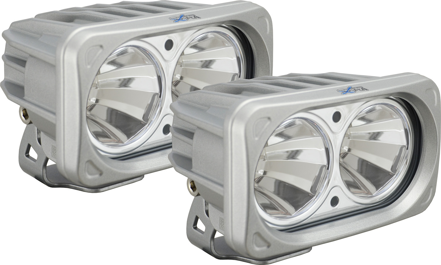 OPTIMUS SQUARE SILVER 2 10W LEDS 60° FLOOD KIT OF 2 LIGHTS - Click Image to Close