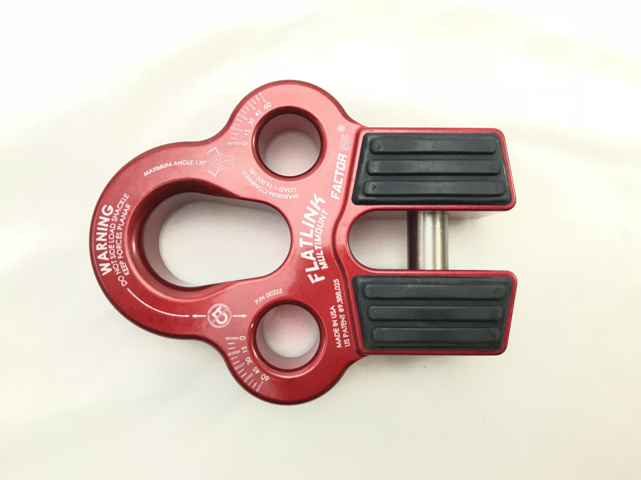 Factor 55 Winch Line Shackle Mount Foldable Flatlink Multimount Red Factor 55