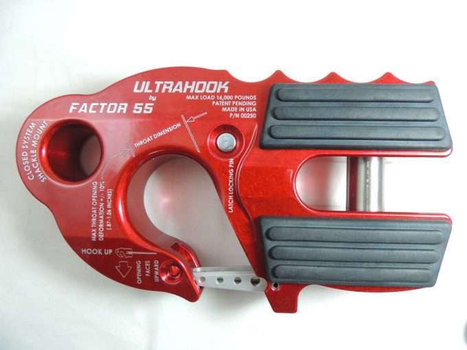 Factor 55 UltraHook Winch Hook W/Shackle Mount Red Factor 55 - Click Image to Close