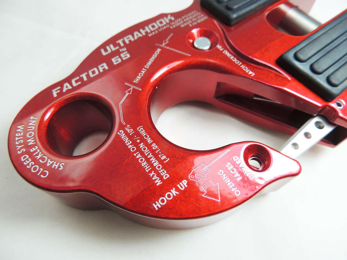 Factor 55 UltraHook Winch Hook W/Shackle Mount Red Factor 55 - Click Image to Close