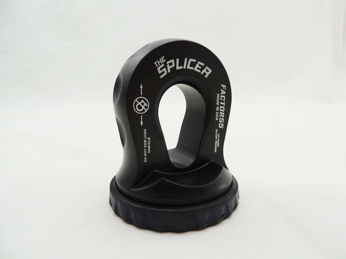 Factor 55 Splicer 3/8-1/2 Inch Synthetic Rope Splice On Shackle Mount Black Factor 55
