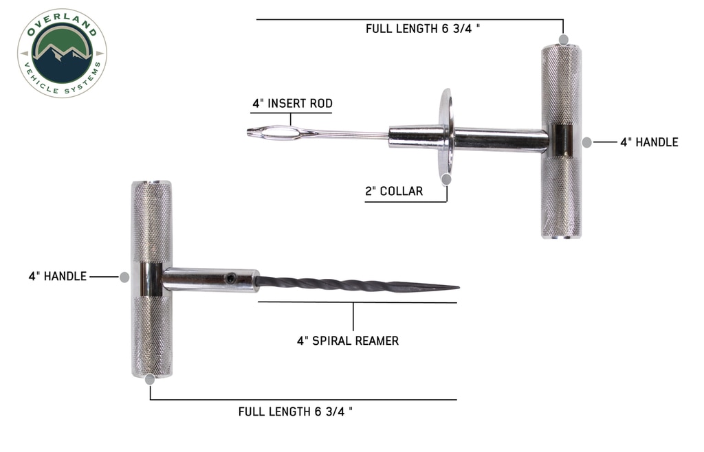 Overland Vehicle Systems Tire Plug Repair Kit 53 Piece Off Road Grade Truck, Jeep Off Road, RV, Trailers - Click Image to Close