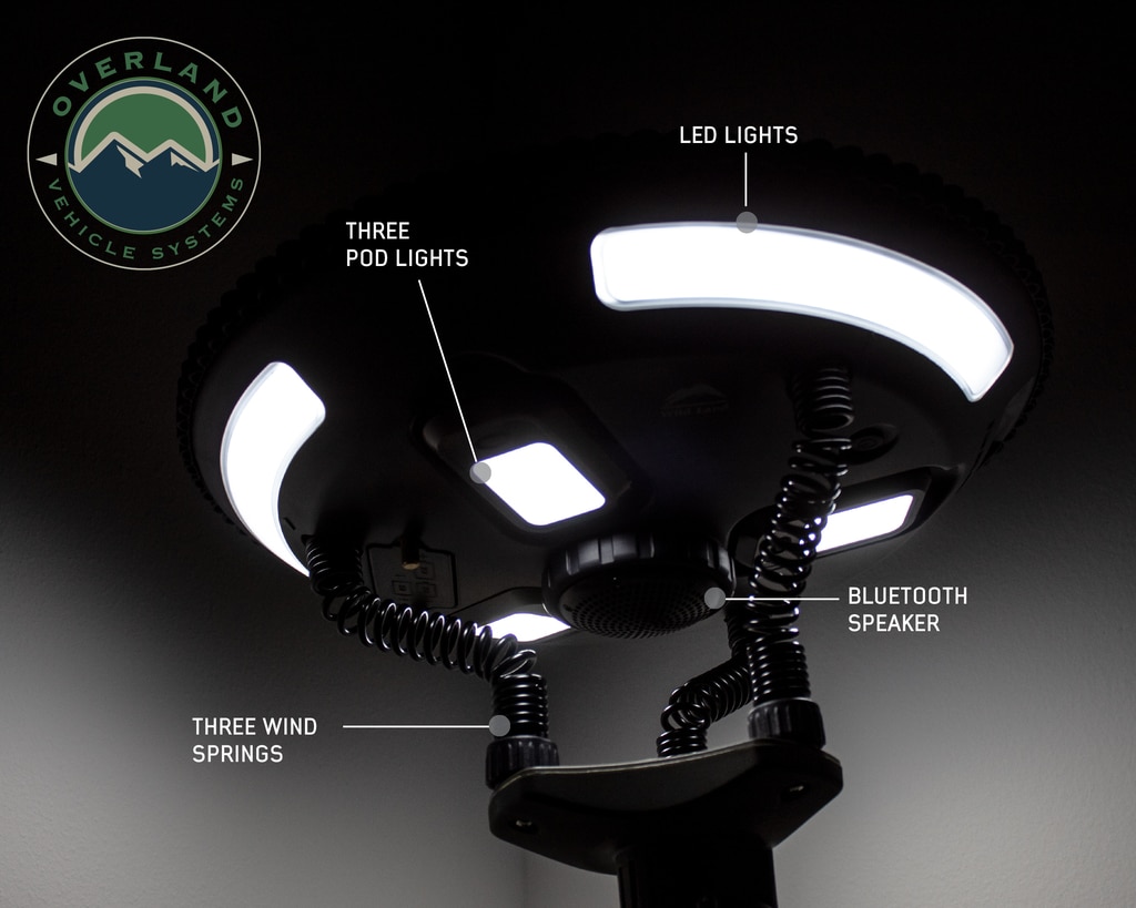 Overland Vehicle Systems Solar Camping Light Pods & Speaker Universal Wild Land