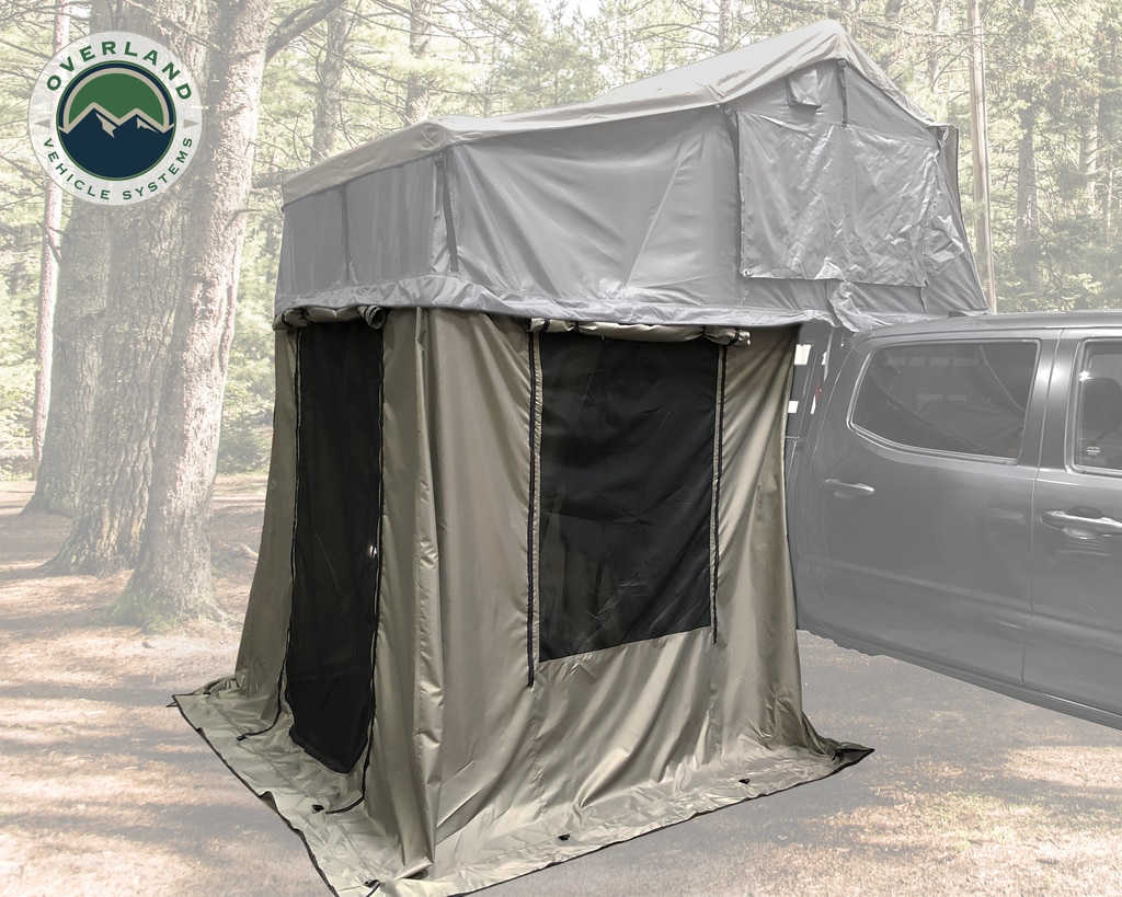 Overland Vehicle Systems Roof Top Tent 2 Person Extended Roof Top Tent With Annex Green/Gray Nomadic - Click Image to Close