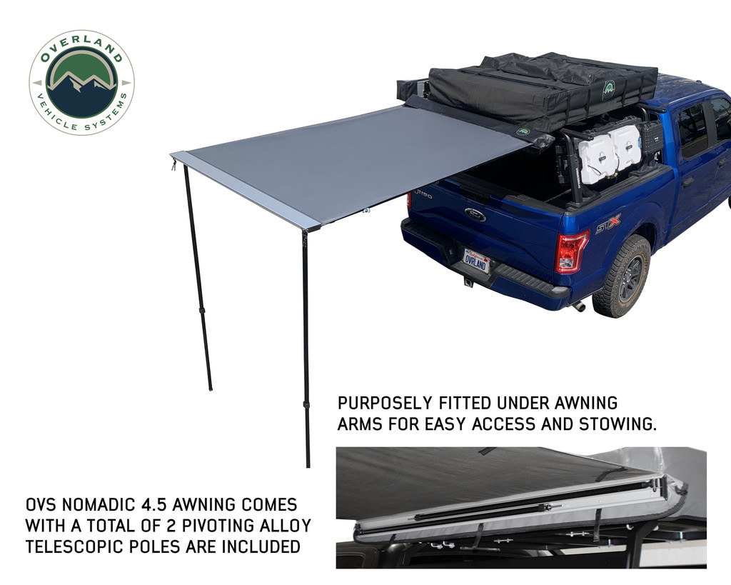 Overland Vehicle Systems Nomadic Awning 1.3 - 4.5 Foot With Black Cover - Click Image to Close