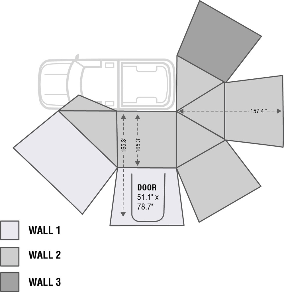 Overland Vehicle Systems Nomadic 270 Drivers Side Awning Wall 1 - Click Image to Close