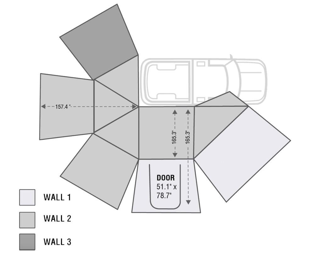 Overland Vehicle Systems Nomadic 270 Passenger Side Awning Wall 1 - Click Image to Close