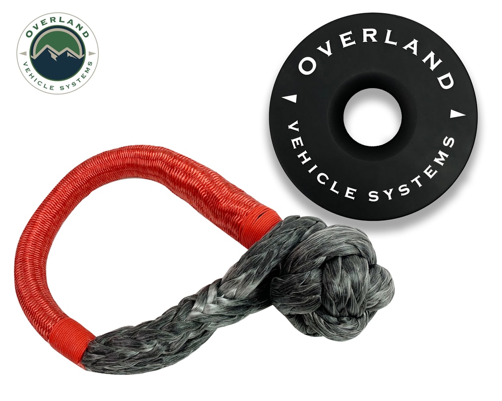 Overland Vehicle Systems 23 Inch Soft Shackle 5/8 Inch Diameter Combo Pack 44,500 lb and Recovery Ring 6.25 Inch Black