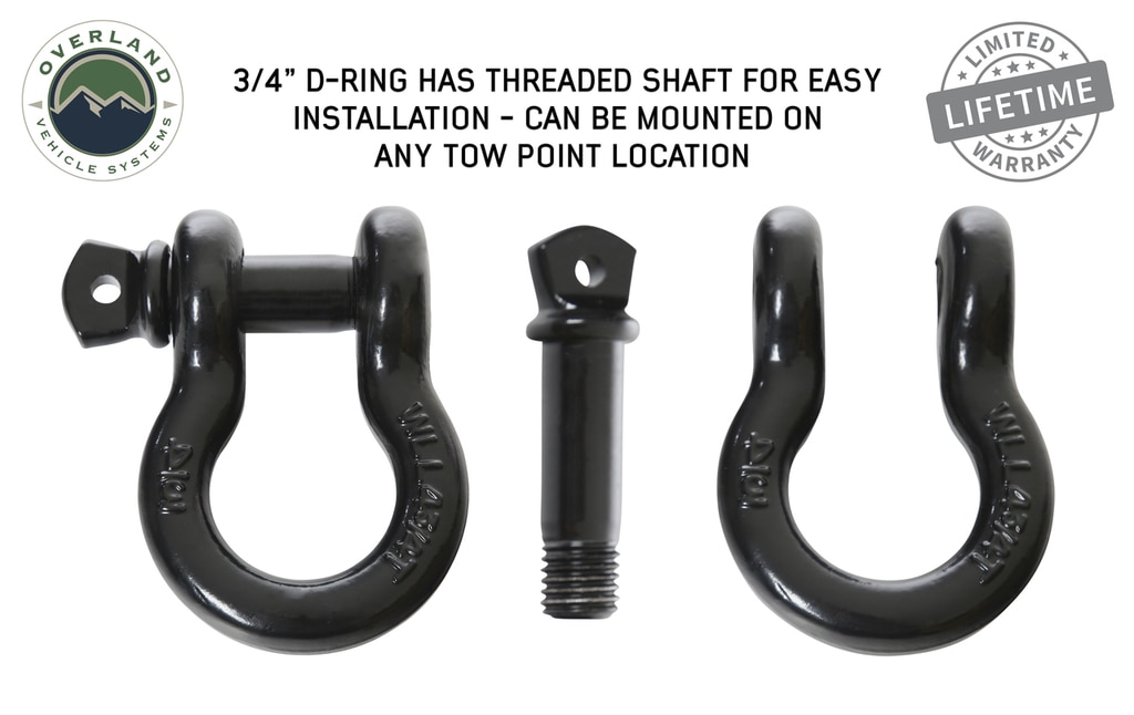 Overland Vehicle Systems Recovery Shackle 3/4 Inch 4.75 Ton Steel Gloss Black