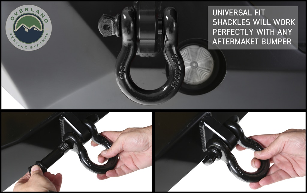 Overland Vehicle Systems Recovery Shackle 3/4 Inch 4.75 Ton Steel Gloss Black