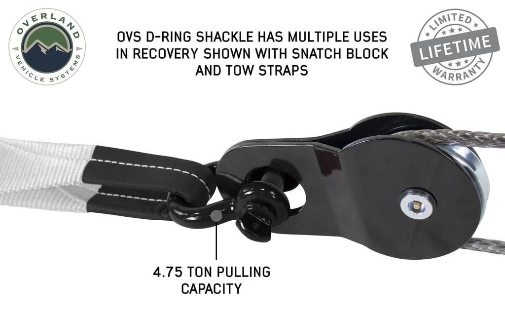 Overland Vehicle Systems Recovery Shackle 3/4 Inch 4.75 Ton Steel Gloss Black - Click Image to Close