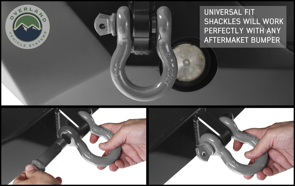 Overland Vehicle Systems Recovery Shackle 3/4 Inch 4.75 Ton Gray Universal - Click Image to Close