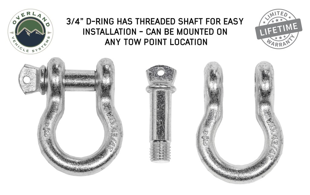 Overland Vehicle Systems Recovery Shackle 3/4 Inch 4.75 Ton Steel Zinc