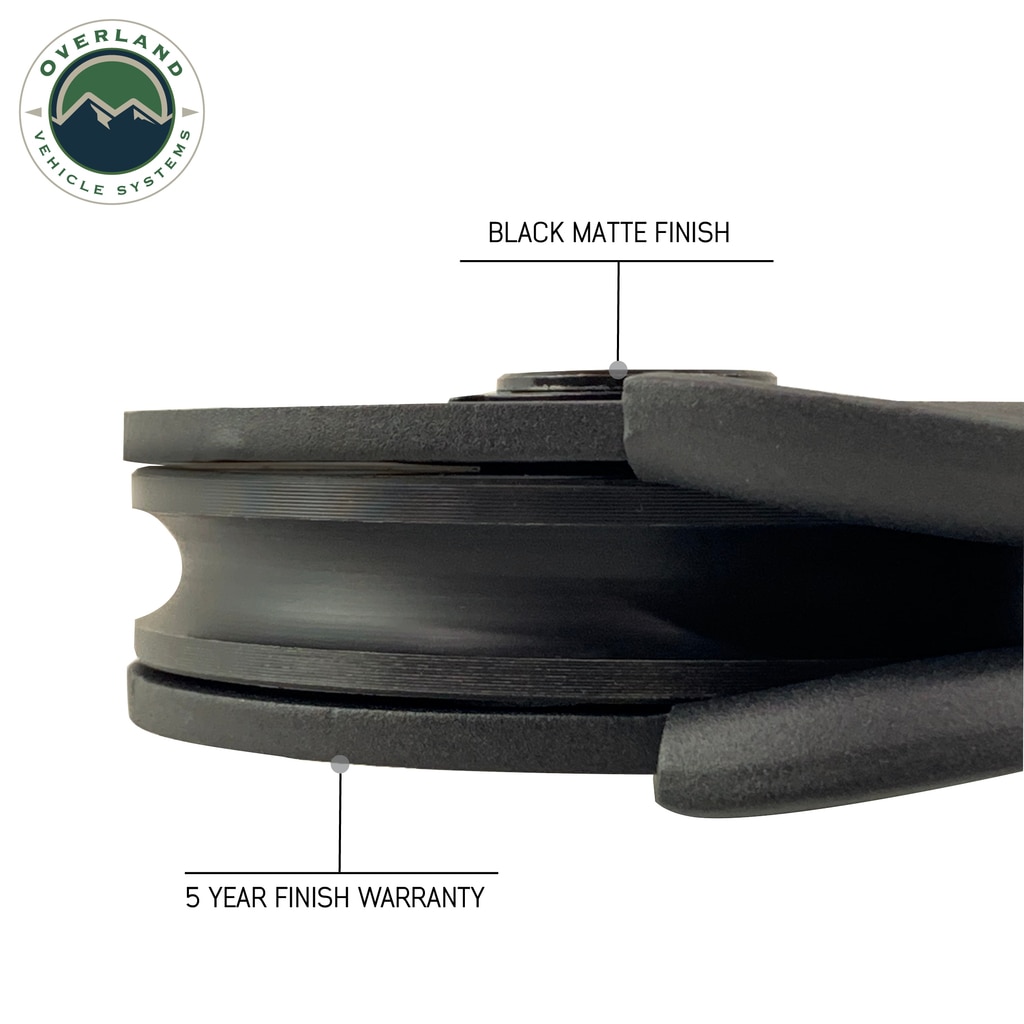 Overland Vehicle Systems Snatch Block Heavy Duty Matte Black Steel - Click Image to Close