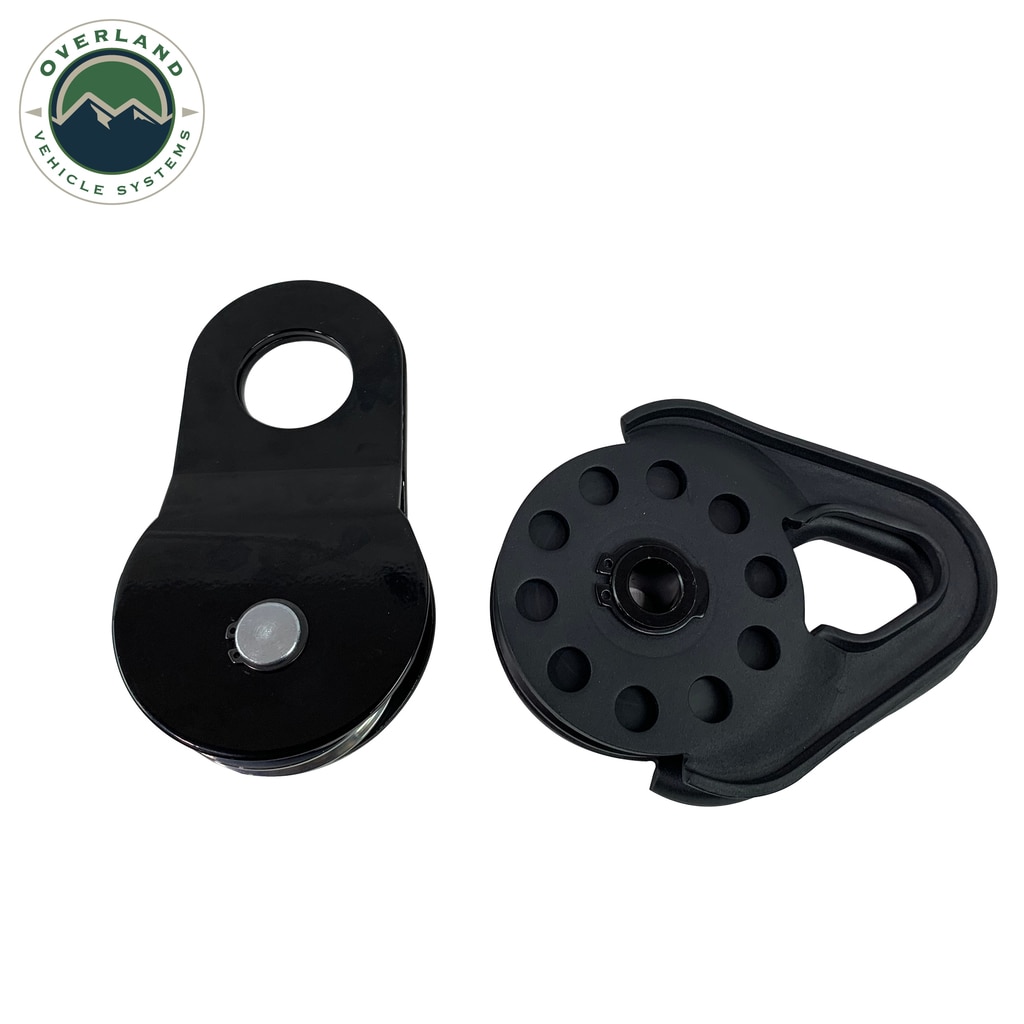 Overland Vehicle Systems Snatch Block Heavy Duty Matte Black Steel - Click Image to Close