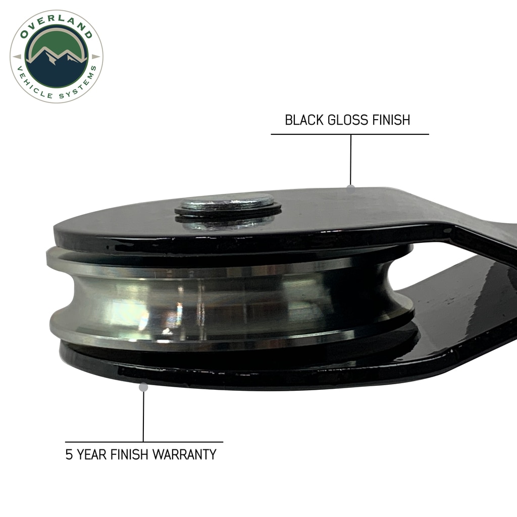 Overland Vehicle Systems Snatch Block Black 30,000 Lb Breaking Strength Standard Universal - Click Image to Close