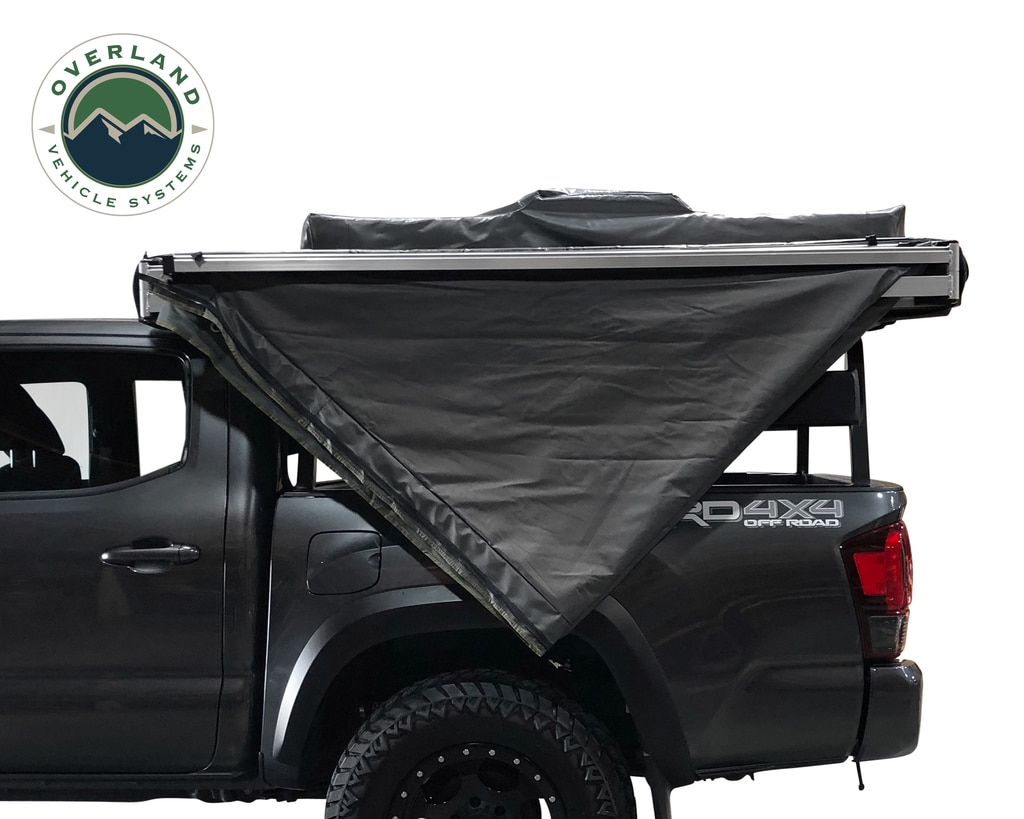 Overland Vehicle Systems Awning Tent 270 Degree Driver Side Dark Gray Cover With Black Cover Nomadic