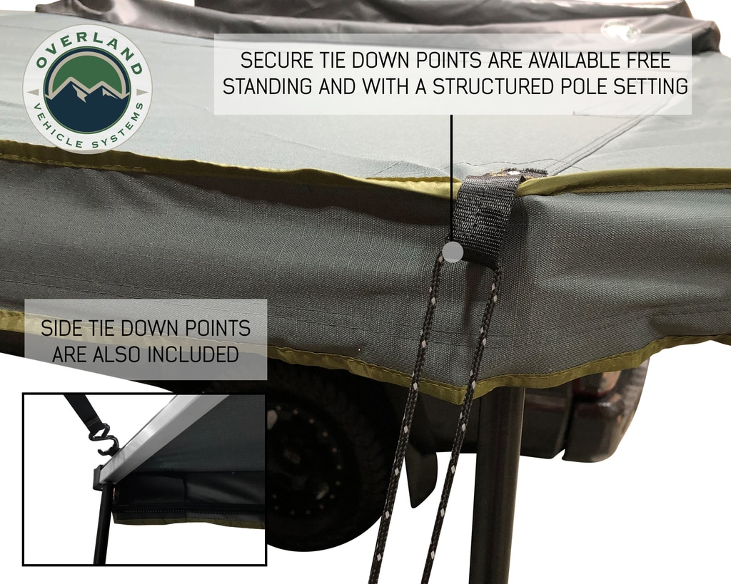 Overland Vehicle Systems Awning Tent 270 Degree Driver Side Dark Gray Cover With Black Cover Nomadic