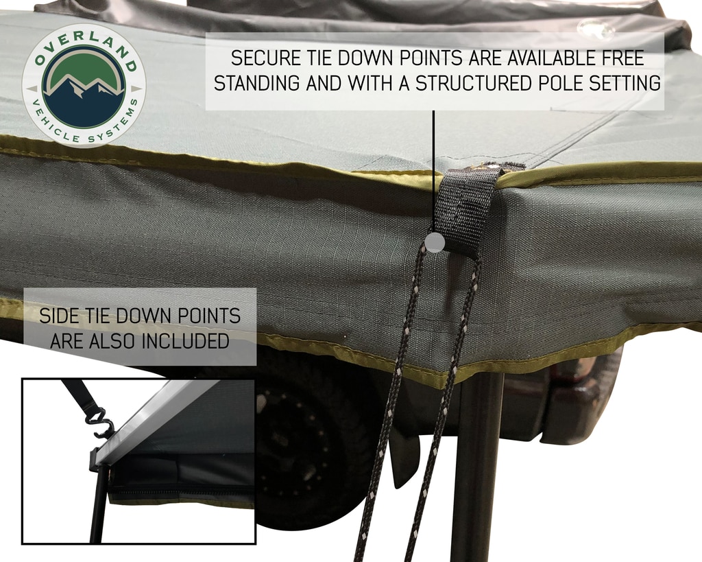 Overland Vehicle Systems Awning Tent 270 Degree Driver Side Dark Gray Cover With Black Cover Nomadic - Click Image to Close