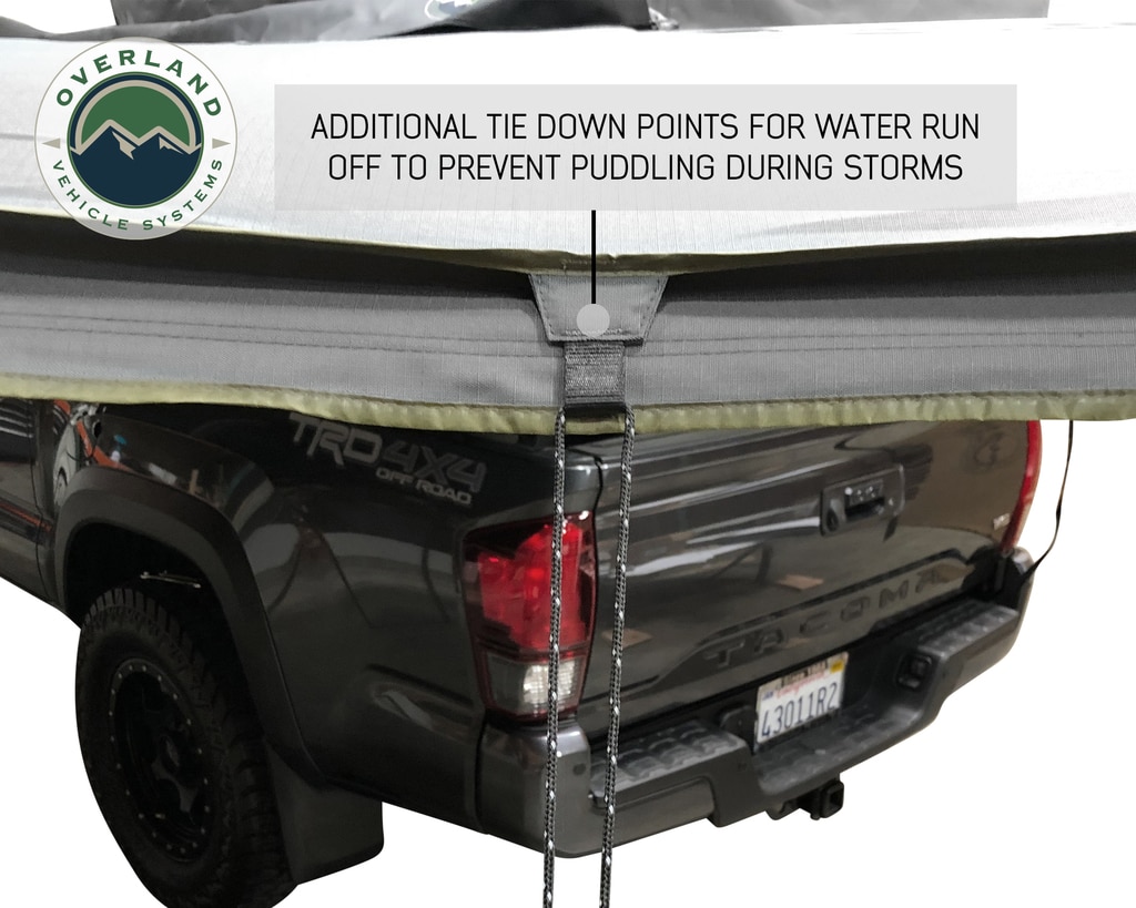 Overland Vehicle Systems Awning Tent 270 Degree Passenger Side Dark Gray Cover With Black Cover Nomadic - Click Image to Close