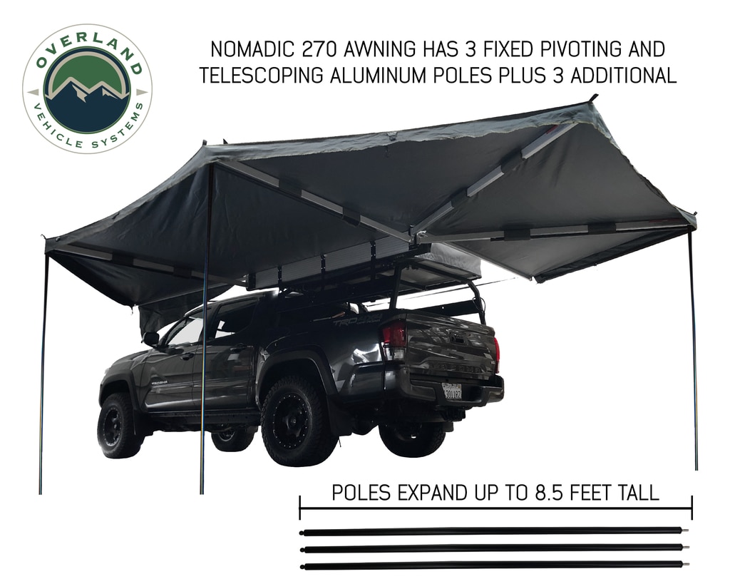 Overland Vehicle Systems Awning 270 Degree Awning and Wall 1, 2, & 3, W/Mounting Brackets Driverside Nomadic