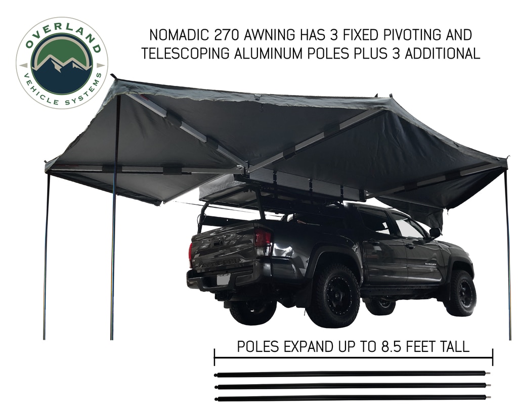 Overland Vehicle Systems Awning 270 Degree Awning and Wall 1, 2, & 3, W/Mounting Brackets Passenger Side Nomadic - Click Image to Close