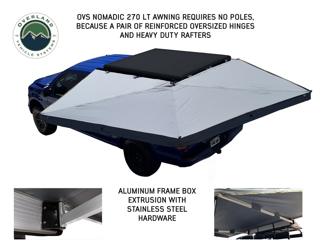 Overland Vehicle Systems Nomadic 270 LT Driver Side Awning With Bracket Kit - Click Image to Close