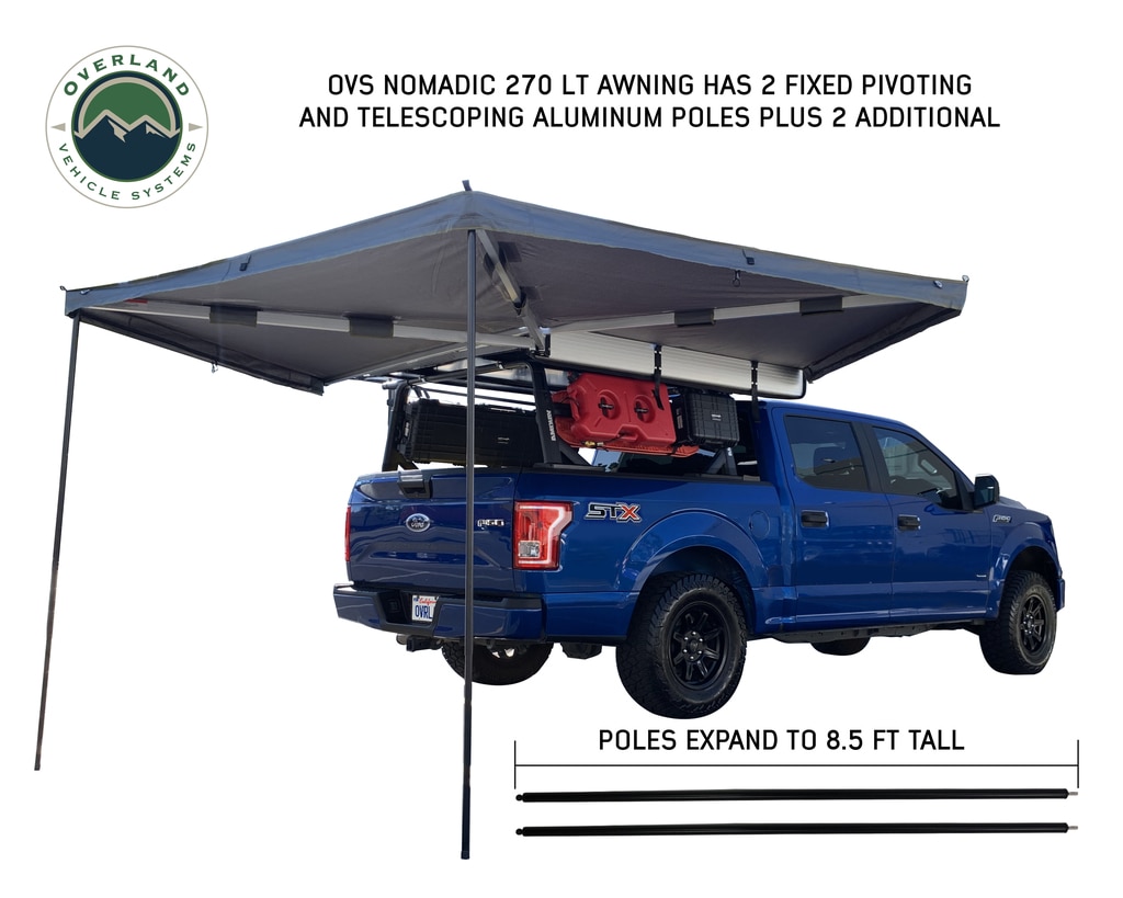 Overland Vehicle Systems Nomadic 270 LT Passenger Side Awning With Bracket Kit - Click Image to Close