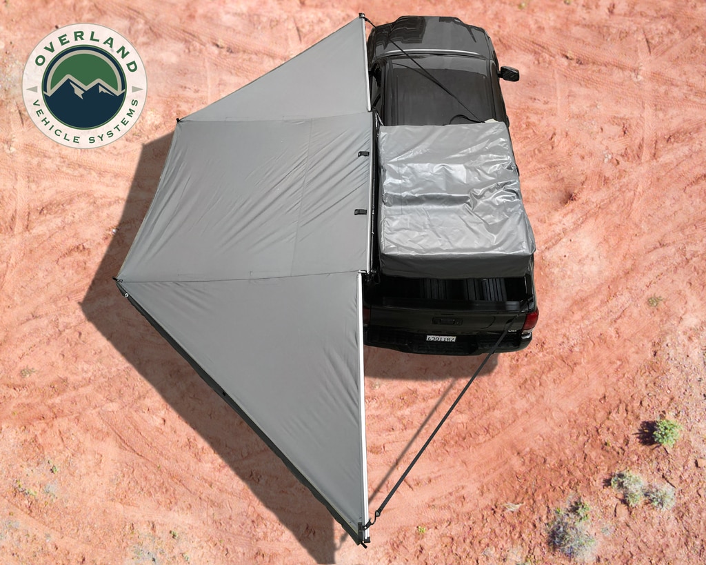 Overland Vehicle Systems Awning 180 Degree Dark Gray Cover With Black Cover Universal Nomadic - Click Image to Close