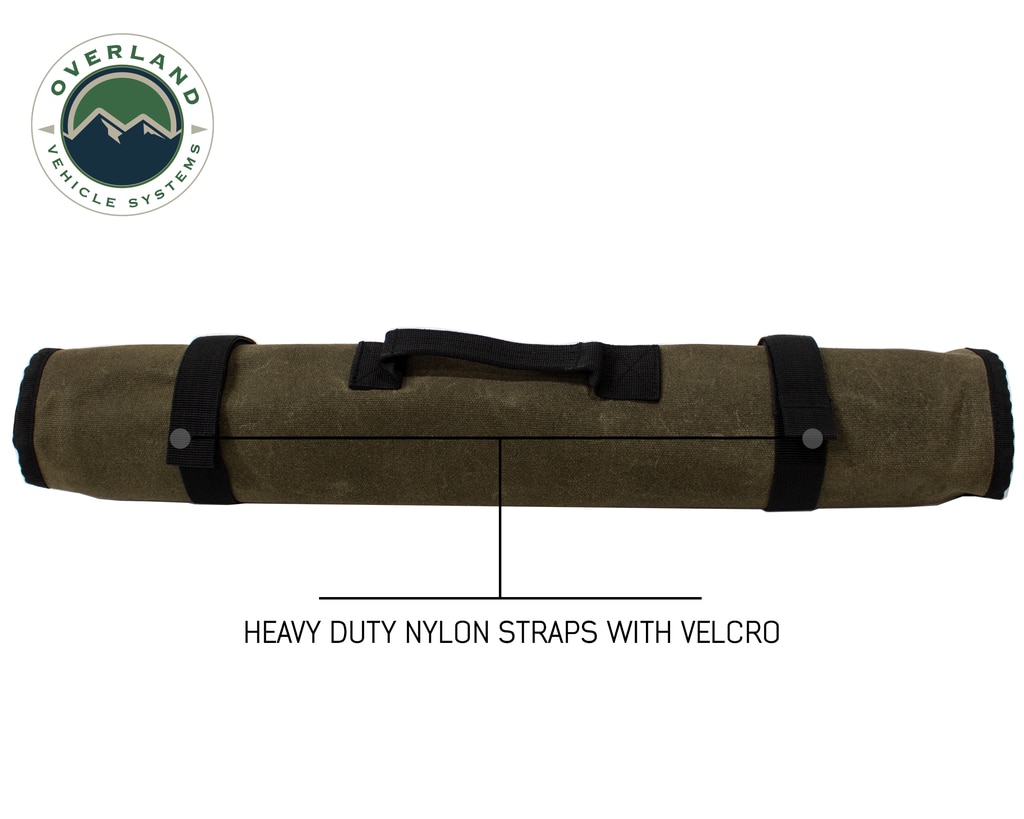 Overland Vehicle Systems Rolled Tool Bag Socket With Handle And Straps 16 Lb Waxed Canvas Universal - Click Image to Close