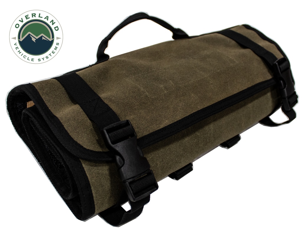 Overland Vehicle Systems First Aid Bag Rolled Brown 16 Lb Waxed Canvas Canyon Bag - Click Image to Close