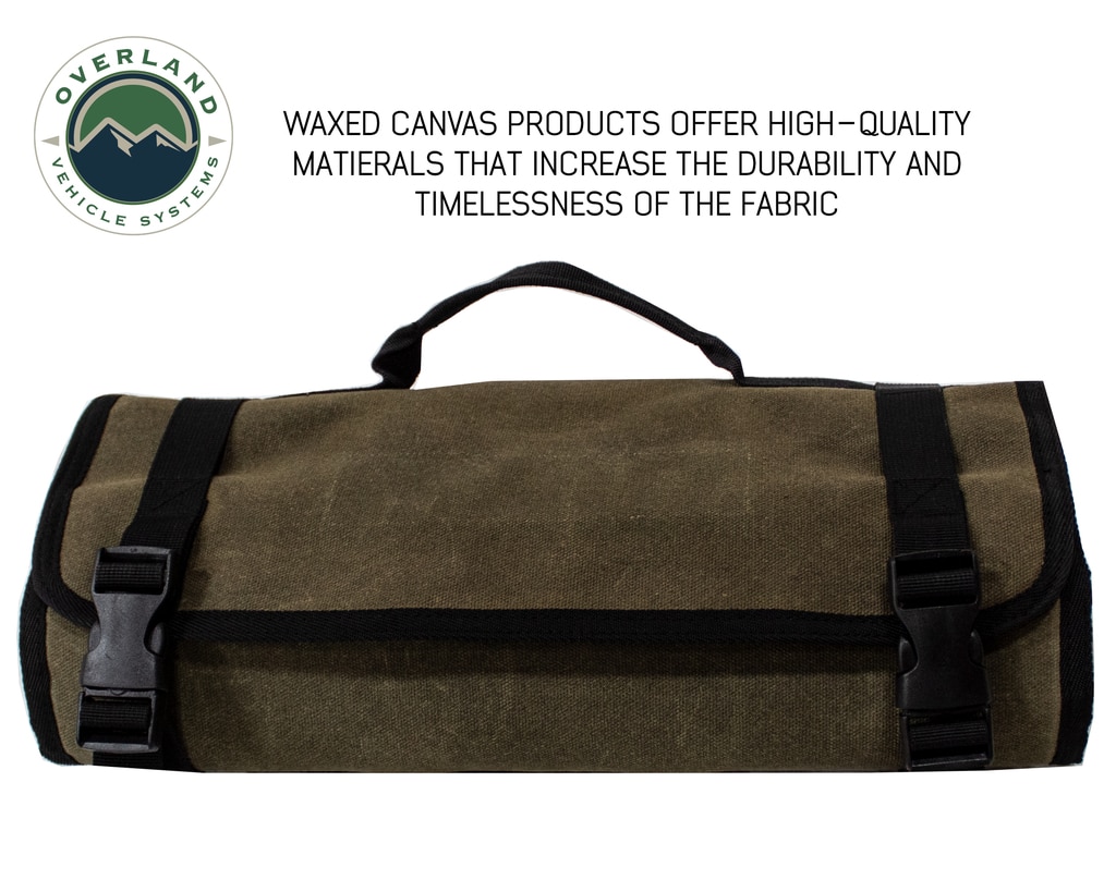 Overland Vehicle Systems First Aid Bag Rolled Brown 16 Lb Waxed Canvas Canyon Bag - Click Image to Close