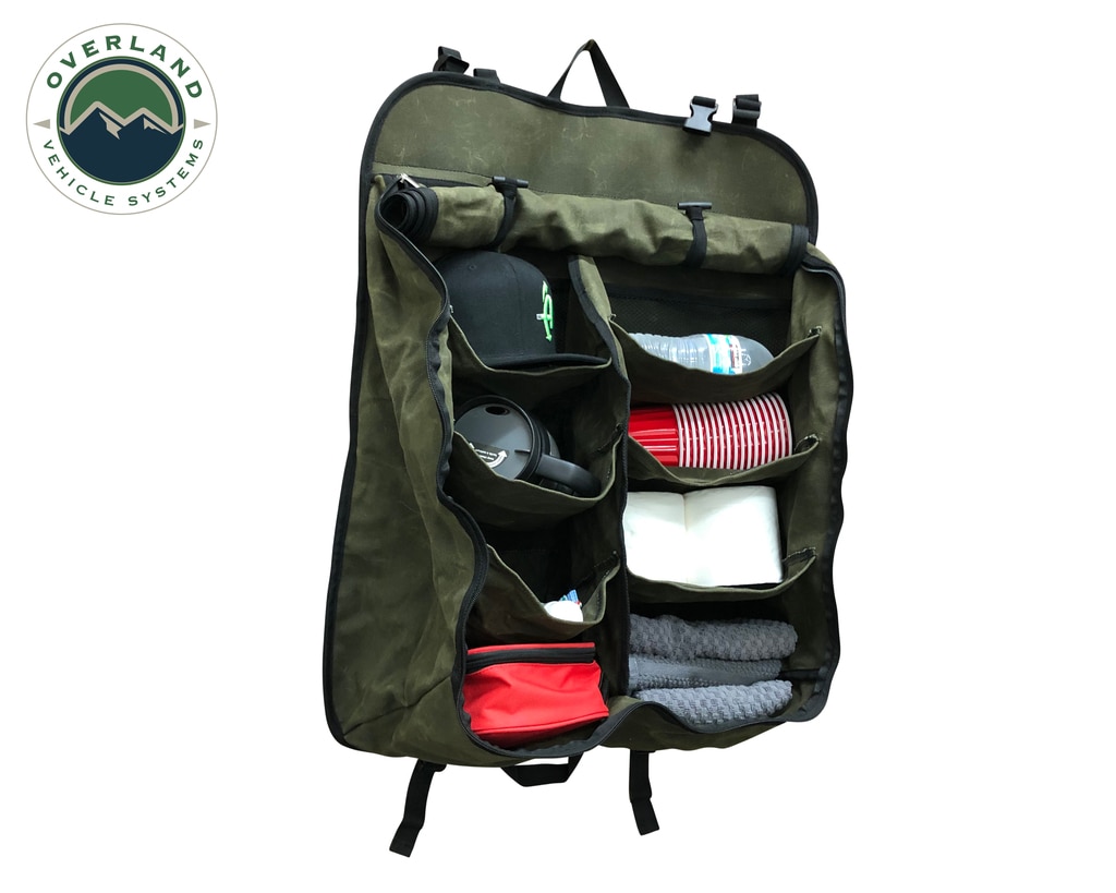 Overland Vehicle Systems Camping Storage Bag 9 Storage Bins 16 Lb Waxed Canvas - Click Image to Close