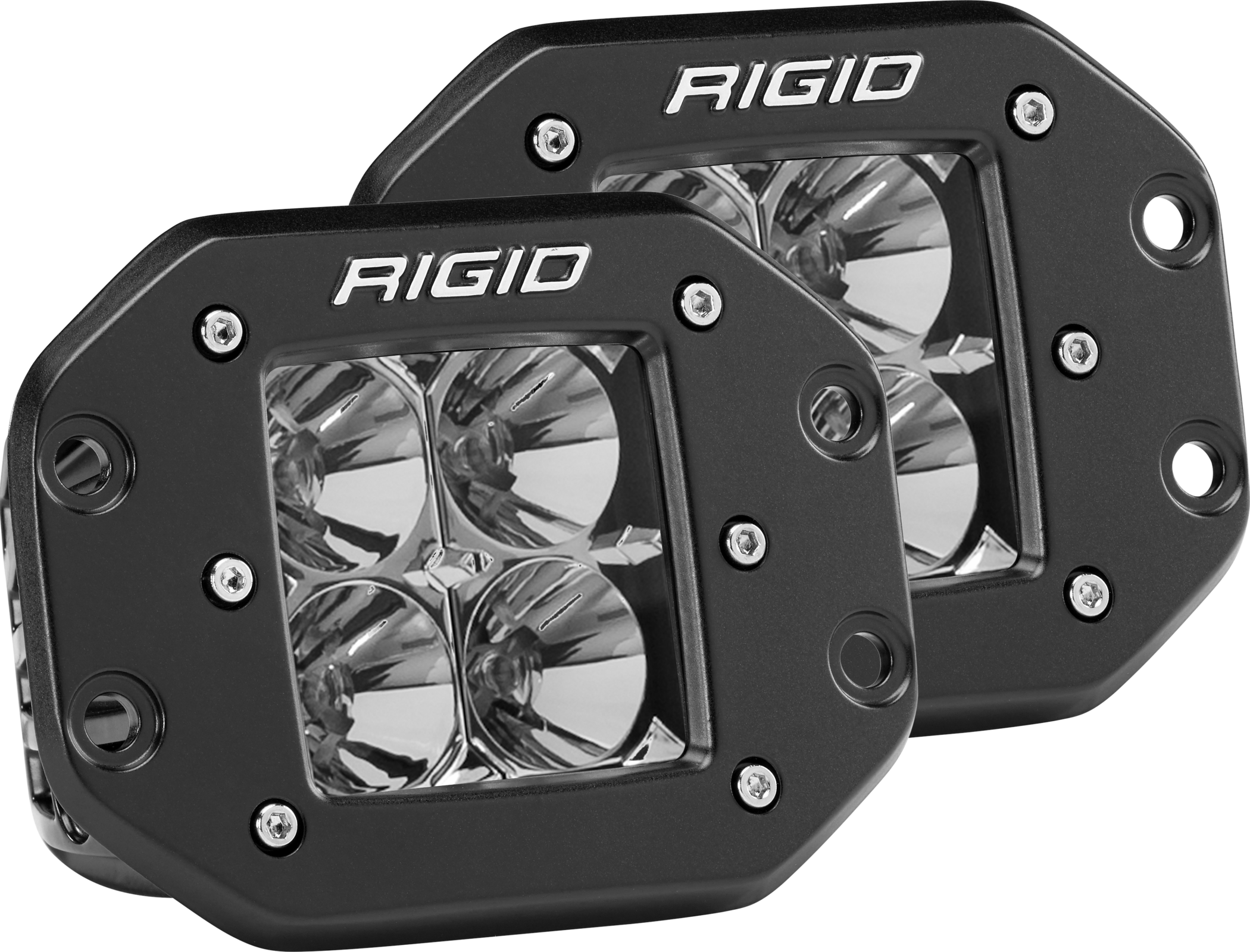 Rigid Industries Flood Flush Mount Black Pair D-Series Pro - Click Image to Close