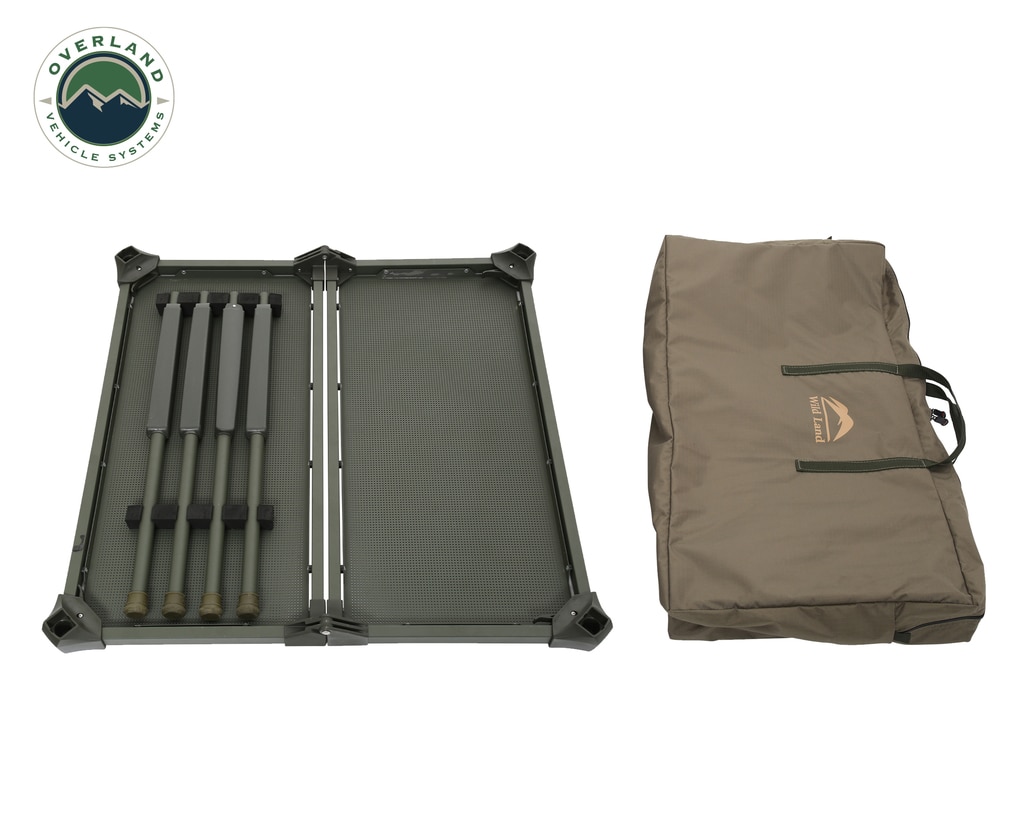 Overland Vehicle Systems Camping Table Folding Portable Camping Table Large With Storage Case Wild Land
