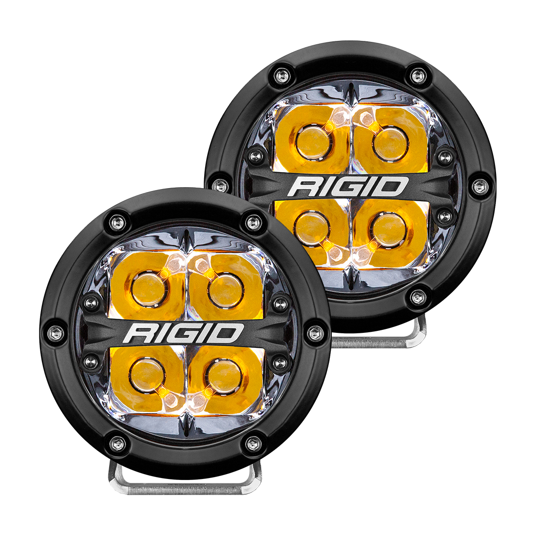 Rigid Industries 360-Series 4 Inch Led Off-Road Spot Beam Amber Backlight Pair - Click Image to Close