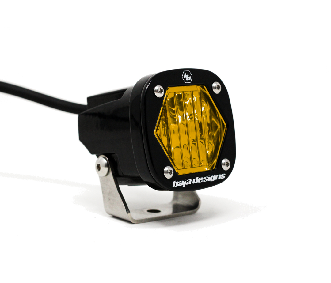 S1 Amber Wide Cornering LED Light with Mounting Bracket Single Baja Designs