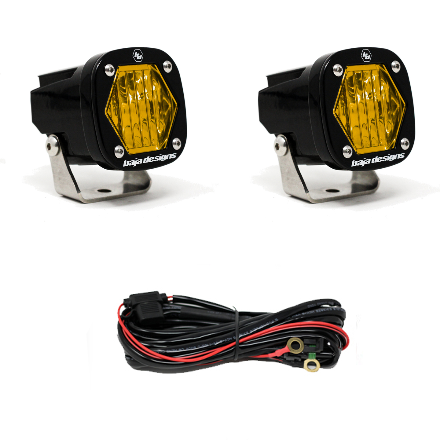 S1 Amber Wide Cornering LED Light with Mounting Bracket Pair Baja Designs - Click Image to Close