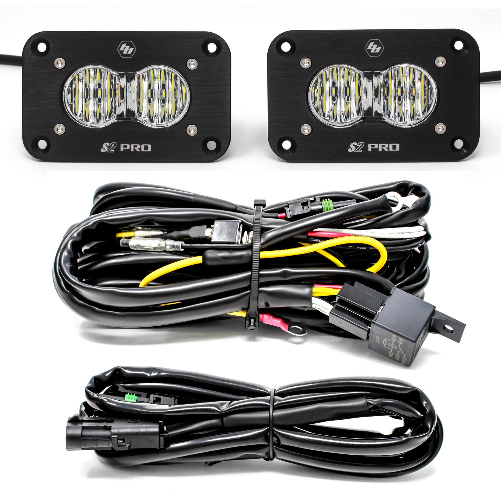 Flush Mount LED Light Pod Kit Wide Cornering Pair S2 Pro Baja Designs - Click Image to Close