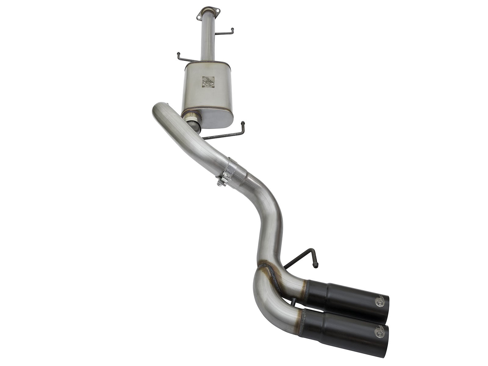 aFe POWER Rebel Series 3" Stainless Steel Cat-Back Exhaust System BLACK TIP - Click Image to Close