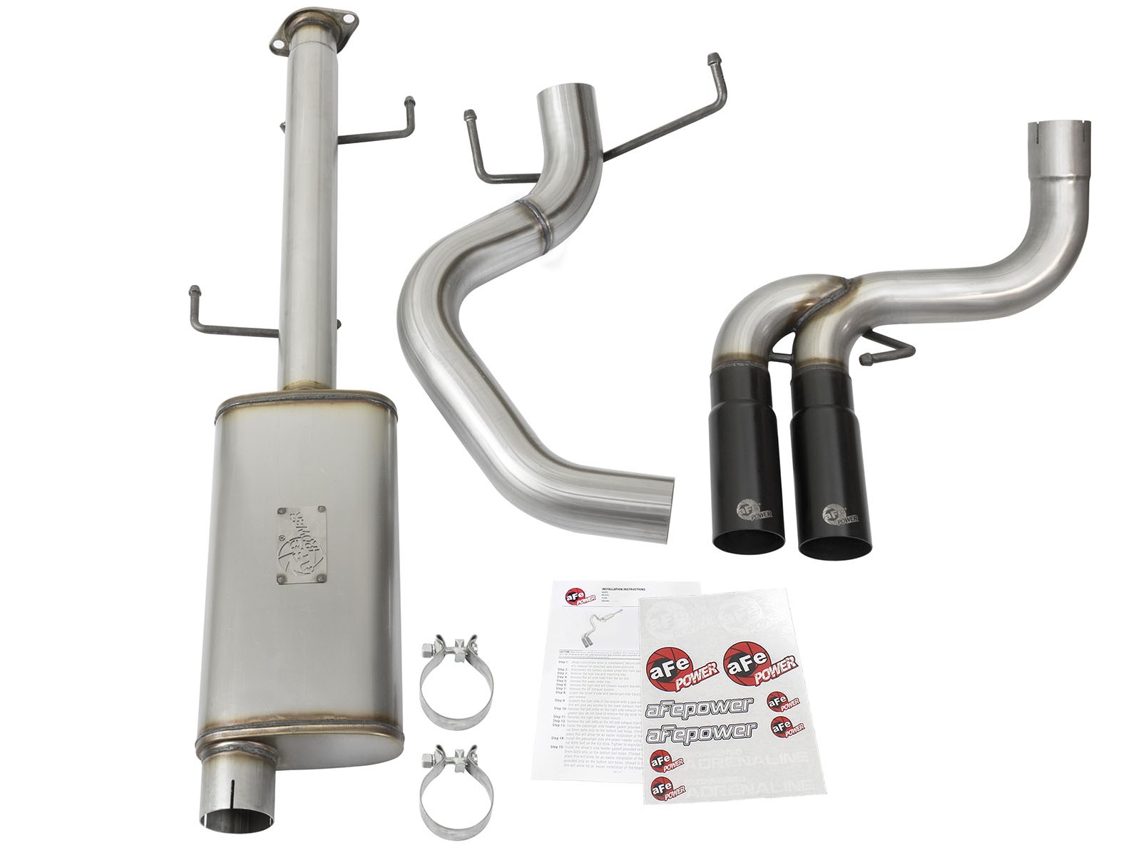 aFe POWER Rebel Series 3" Stainless Steel Cat-Back Exhaust System BLACK TIP