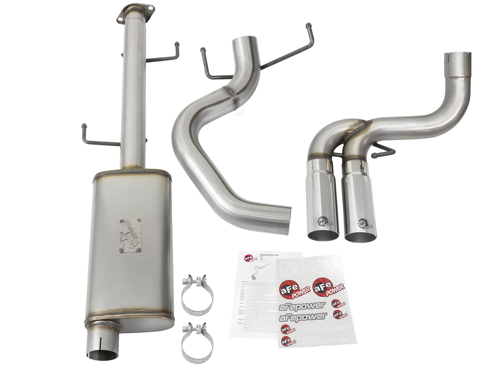 aFe POWER Rebel Series 3" Stainless Steel Cat-Back Exhaust System POLISHED TIP - Click Image to Close