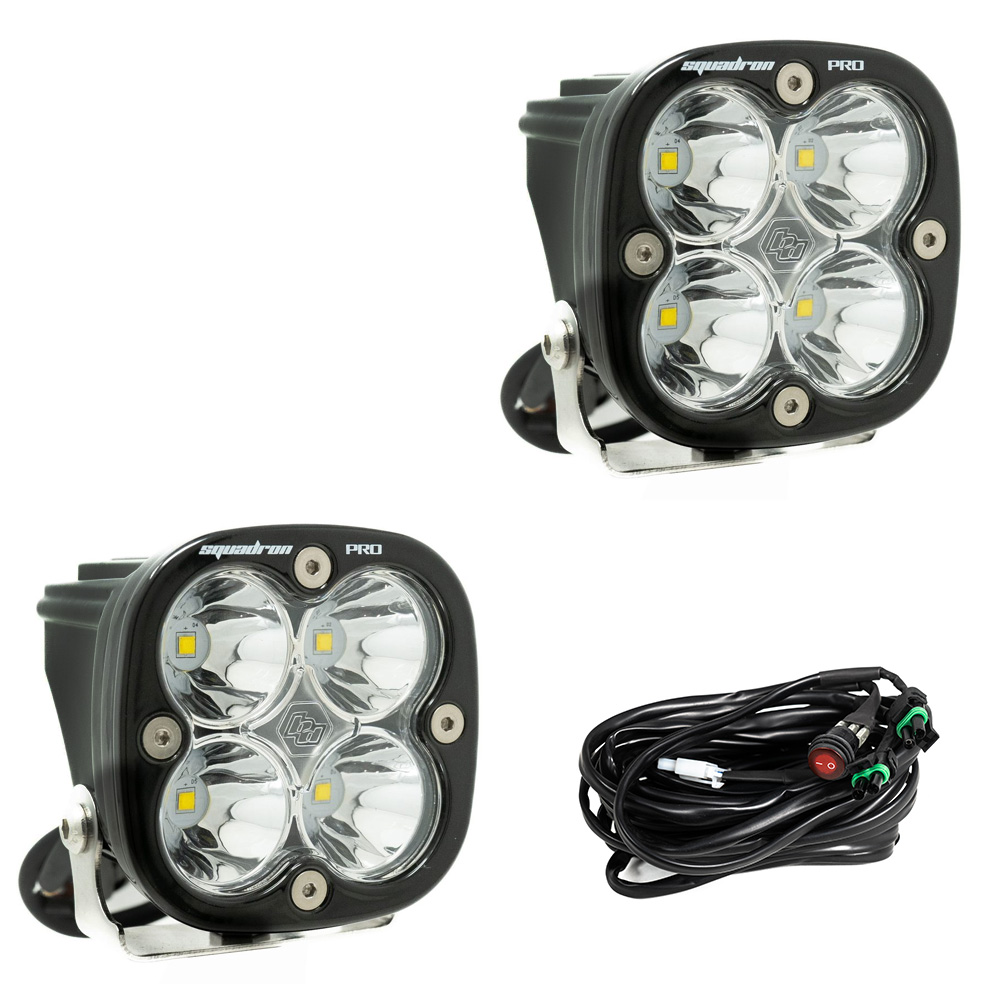 Baja Designs Squadron Pro Black LED Auxiliary Light Pod Pair; Spot/Clear - Click Image to Close