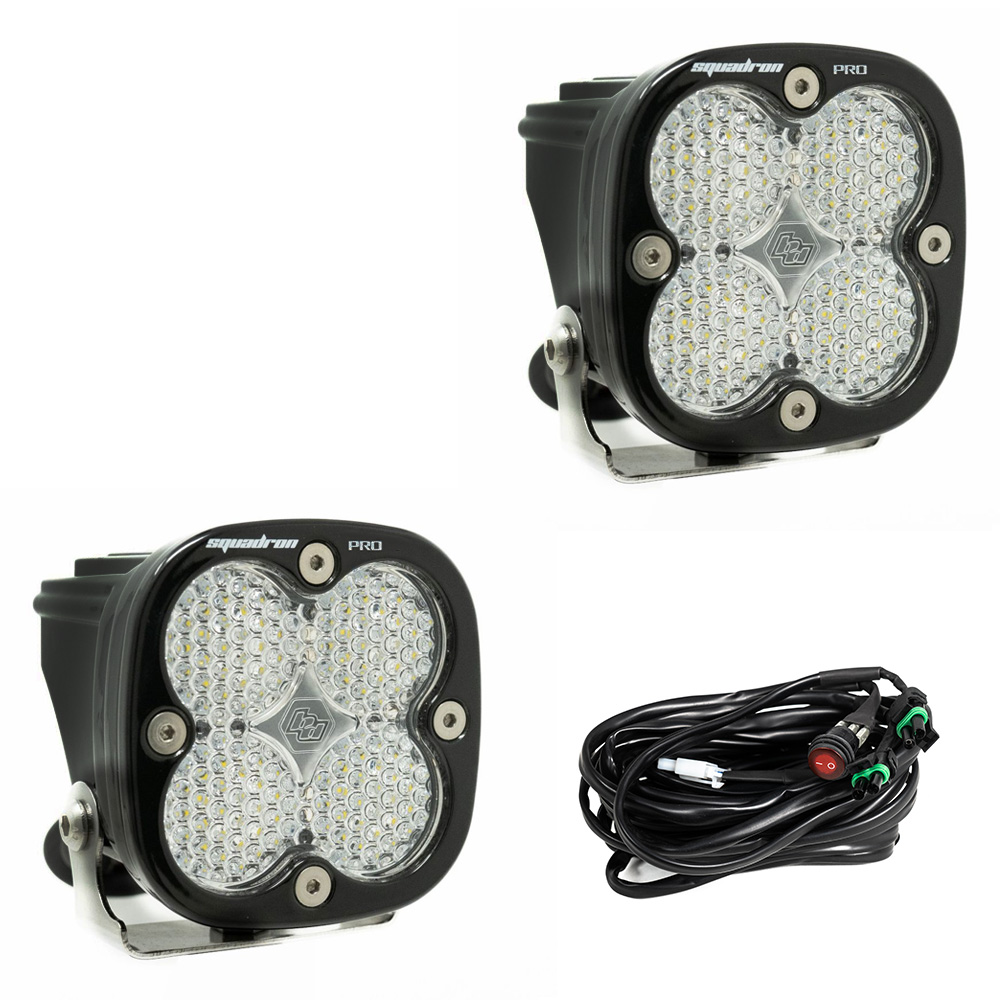 Baja Designs Squadron Pro Black LED Auxiliary Light Pod Pair; Work/Scene /Clear