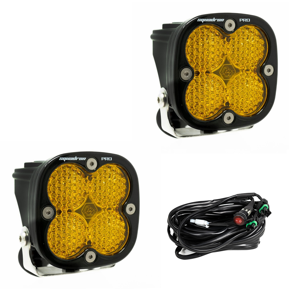 Baja Designs Squadron Pro Black LED Auxiliary Light Pod Pair; Work/Scene /Amber