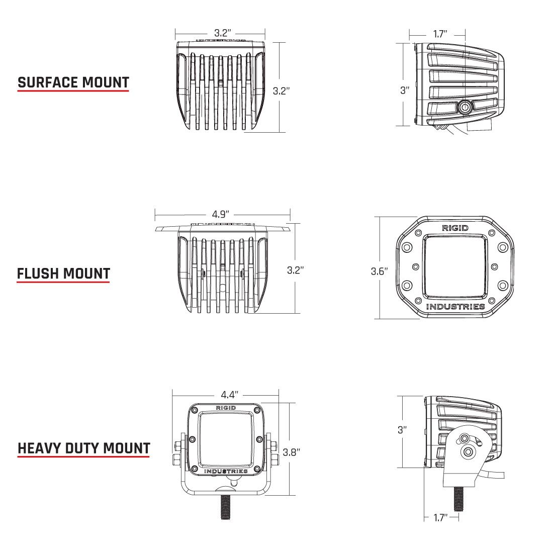 Rigid Industries Diffused Surface Mount Pair D-Series Pro