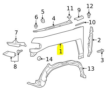 PASSENGER Front Fender for 2007-14 FJ Cruiser