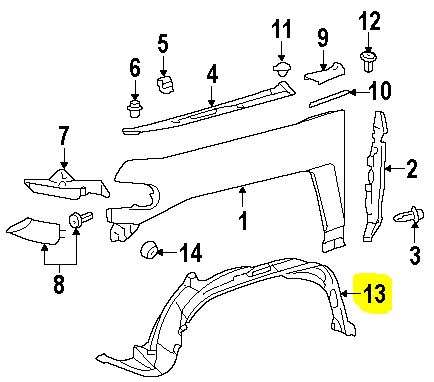 FJ Cruiser Inner Fender Liner - PASSENGER