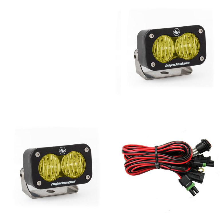 LED Work Light Amber Lens Wide Cornering Pattern Pair S2 Sport Baja Designs - Click Image to Close