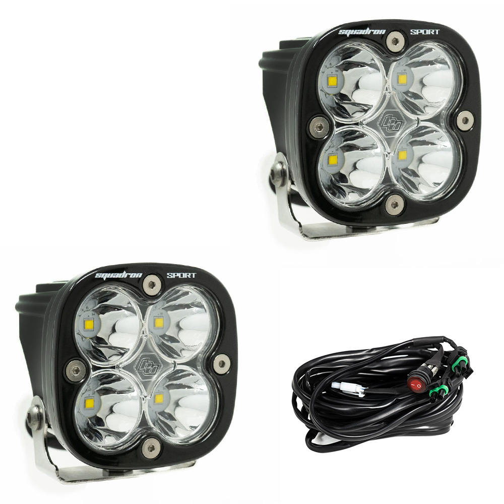 Baja Designs Squadron Sport Black LED Auxiliary Light Pod Pair; Spot/Clear - Click Image to Close